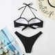 thumbnail image 4 of Conjunto de ropa de playa con estampado de Bikini y traje de baño dividido calado de Color sólido cómodo para mujer OAVQHLG3B Store  lin121212, 4 of 4