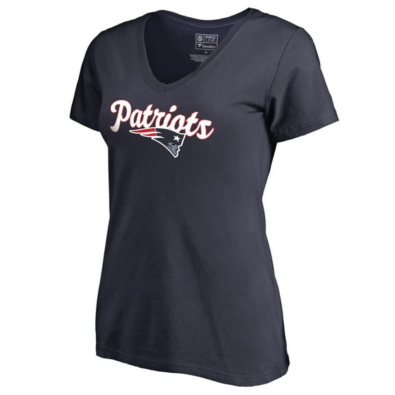 Women's Navy New England Patriots Freehand V-Neck T-Shirt