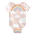 thumbnail image 2 of Cartoon Rainbow Clouds Pastel Background Pure Cotton Bodysuit Short Sleeve Pajamas One-Piece Romper Unisex 9M, 2 of 6