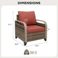 thumbnail image 3 of EAGLE PEAK 2 Piece Wicker Outdoor Chairs with Cushions, Patio Chairs, Deep Seating 4 inch Cushions, PE Rattan Curved Armrest Porch Chair, Brown/Red, 3 of 8