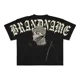 thumbnail image 1 of Camiseta negra estampada con nuevo patrón clásico de tendencia hip-hop, camiseta de manga corta punk de algodón con textura Y2K para hombre de talla grande, 1 of 3