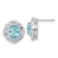 thumbnail image 2 of Auriga Fine Jewelry 925 Sterling Silver Rhodium-plated Post CZ and Glass Oval Blue Stud Earrings for Women, 2 of 6
