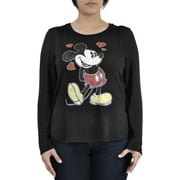 Juniors Plus Size Mickey Mouse Hearts Sweater Disney Print Long Sleeve Top