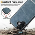 thumbnail image 5 of Allytechgroup for iPhone 16e Case with Credit Card Slots Holder/ Kickstand/ RFID Blocking Premium PU Leather Magnetic Wallet Cover Soft TPU Bumper Shockproof Flip Stand Protective Phone Shell, Blue, 5 of 15