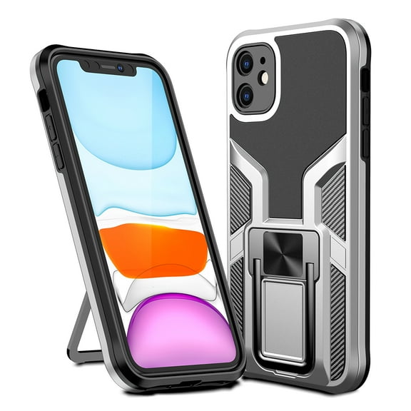 Xpm Case for Apple iPhone 11 (6.1") Hybrid Protective with Ring Holder and Built in Magnetic Kickstand Heavy Duty Hard PC   TPU Cover for iPhone 11 - Silver