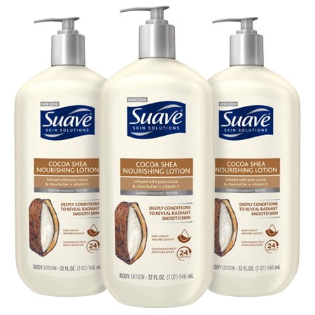 (3 Pack) Suave Skin Solutions Body Lotion Cocoa Butter and Shea 32 (Best The Body Shop Skin Care Products)