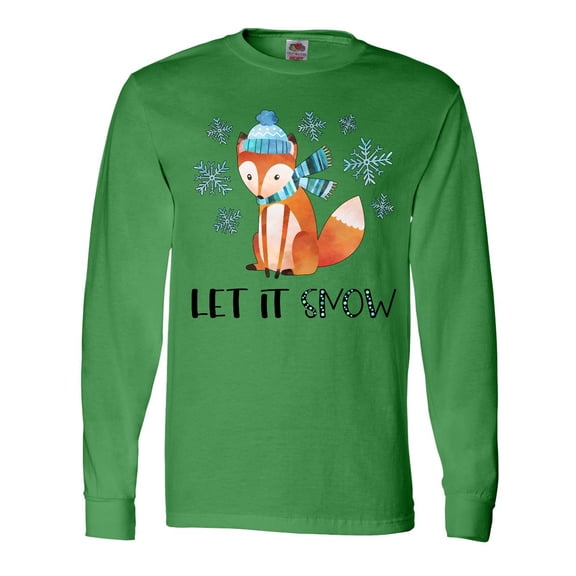 Inktastic Let It Snow Cute Orange Fox in Hat and Scarf Long Sleeve T-Shirt