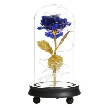 

LED 24K Gold Plating Rose Flower In A Glass Dome Gift Women Girls On Birthday Valentine s Day Mother s Day Christmas Holiday Powered By 3 X AAA Batteries (Not Included)，11 x 22cm