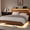 Walnut, variant on Virans Queen Size Floating Bed Frame with LED Lights & Charging Station, Platform Bed with Storage Headboard, No Box Spring Needed, Walnut