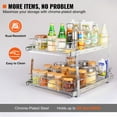 thumbnail image 5 of 2 Tier 20 Inch Wide x 21 Inch Deep Pull Out Cabinet Organizer, Heavy Duty Slide Out Pantry Shelves, Chrome Steel Roll Out Drawers for Kitchen Cabinet Storage, 5 of 11