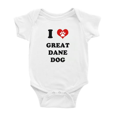 

I Heart Great Dane Dog Funny Cute Baby Bodysuit Jumpsuits (White 18-24 Months)