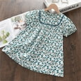 thumbnail image 2 of Toddler Girl Dress Summer 1-7Y Vacation U Neck Flowers Print Puff Sleeves Floral Princess Dresses Clothes Kids Sundress,Size 2 Years-3 Years, 2 of 8