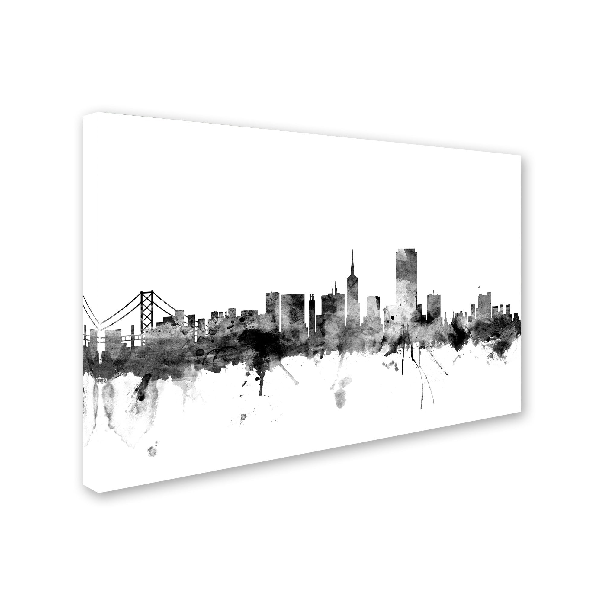 Trademark Fine Art "San Francisco City Skyline B&W" Canvas Art by Michael Tompsett