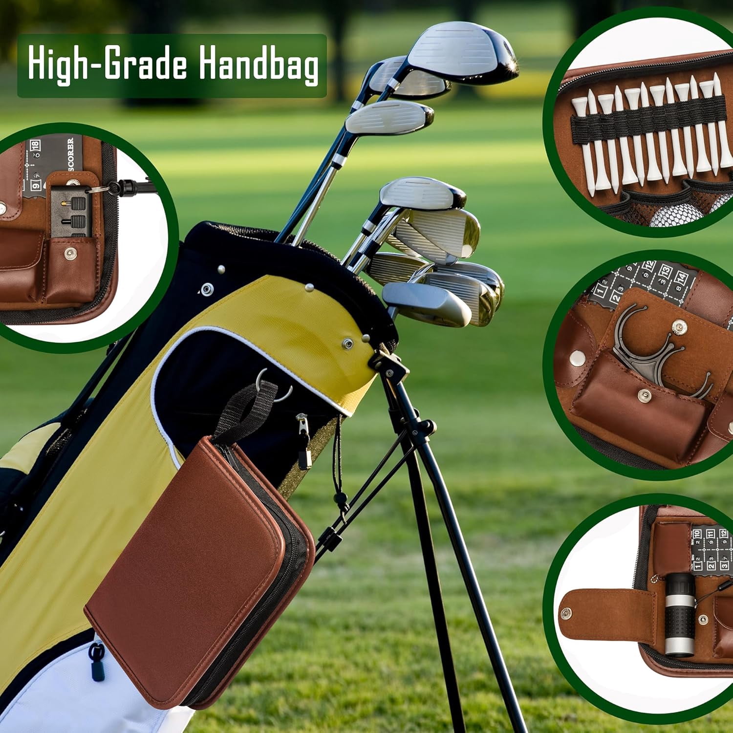 Golf Gifts for Men and Women, Golf Accessories Set with Hi-End Case, Golf Balls, Rangefinder, Golf Tees, Brush, Multifunctional Divot Knife, Scorer, Golf Ball Clamp