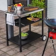 thumbnail image 2 of OuterMust Outdoor Three-Shelf  Grill Cart Moveable Pizza Oven and Food Prep Table with Wheels, Silver & Black, 2 of 6