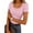 Pink, variant on Women's Short Sleeve Thermal Shirt, Ribbed Knit Lace Trim Blouse, U-Neck Slim Fit Top