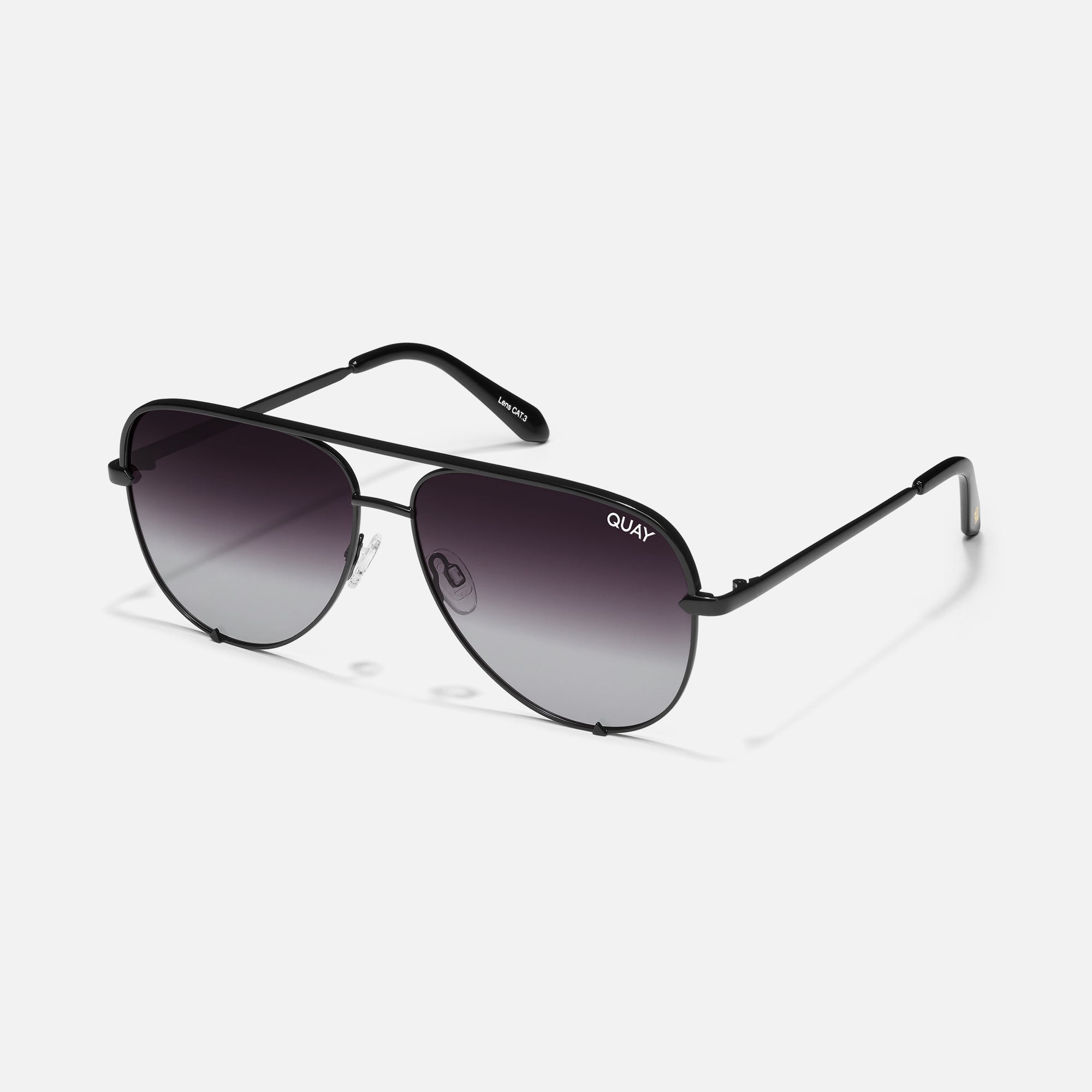 Quay High Key Mini Polarized Aviator Sunglasses Black Gray Smoke Lenses 126 a8b1e1fd-965c-4a42-a258-  main image 4