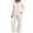 Beige, variant on Women's 2-Piece Pajama Set, Button-Front Cardigan with Lapel Collar, Long-Sleeve Long-Pants Sleepwear, Soft Warm Loungewear, Cute Home Wear Outdoor Style Pajamas Beige L