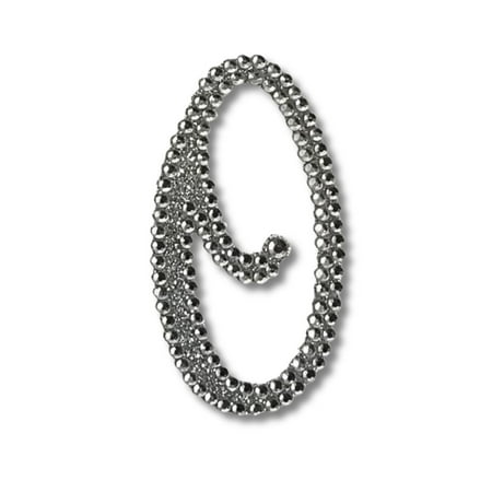 Mardi Gras Spot 3.75" x 2.75" Silver Glitter Script Letter "O" (Each)