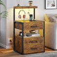 thumbnail image 6 of SAZYY Led Nightstand with Charging Station, 3 Drawers Night Stands with Led Lights, Black Bedside Tables with Storage Shelves, Modern End Side Tables for Bedroom, Office,Rustic Brown1 Pack, 6 of 9