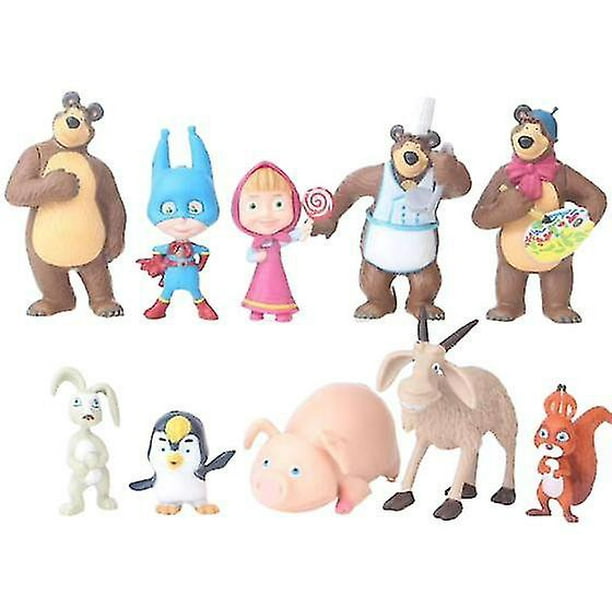 Lot de 10 figurines Masha et ours (3-7 cm) 