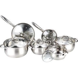 12-Piece Ensemble de cuisine en acier inoxydable avec limon en verre