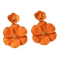 thumbnail image 4 of Pendientes colgantes de flores, pendientes de pétalos florales, pendientes colgantes para vacaciones, mujeres, niñas, joyería del día de San Valentín, Naranja, 4 of 8