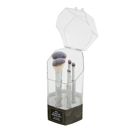 5pc Bling Brush Set with Polystyrene Holder. Face and Eye Brushes for Professional Look. Holds brushes  upright to keep them clean and tidy.