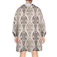 thumbnail image 2 of Wearable Oversized Blanket,Boho Brown Damask Ethnic Pattern Wearable Blanket Hoodie for Adults,Cozy Hooded Blankets with Super Pockets,Super Warm Fuzzy Pullover for Women & Men, 2 of 6