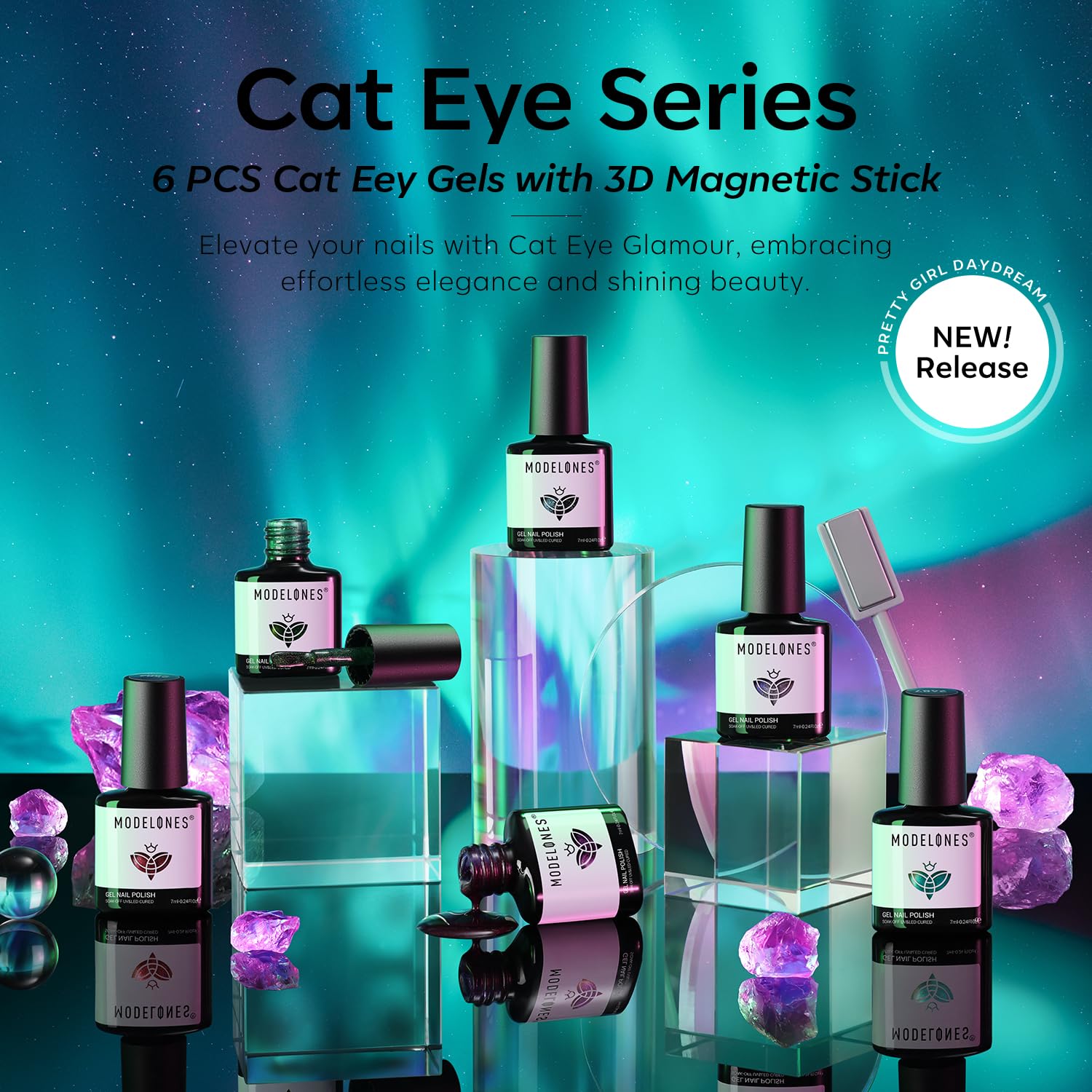 Modelones Cat Eye Gel Nail Polish, 6-Color Magnetic Set photo 7