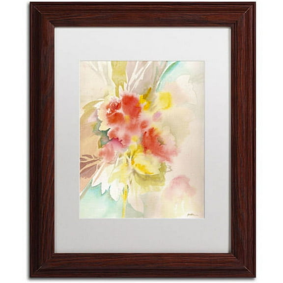 Trademark Fine Art "Red Flower Shadows" Canvas Art by Sheila Golden, White Matte, Wood Frame