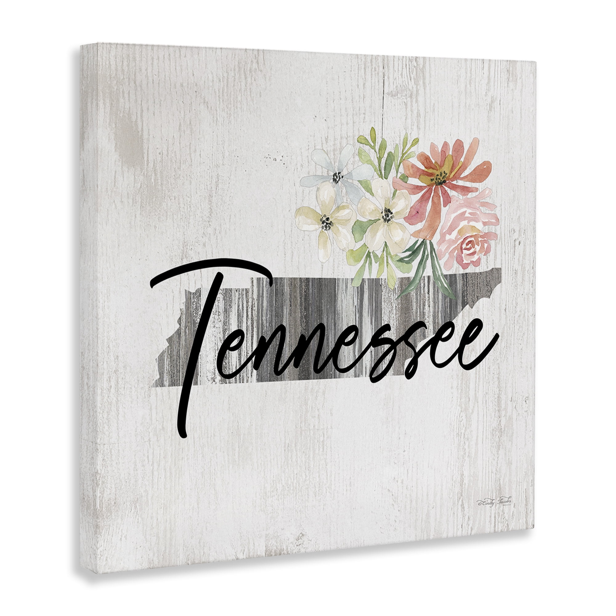 Stupell Industries Shabby Chic Tennessee Botanical & Floral Painting Gallery Wrapped Canvas Art Print Wall Art, 17 x 17