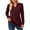 Wine, variant on cfhntfmh Casual Shirts for Women Soft V Neck Buttons Knit Pullover Tops Lounge Long Sleeve Solid Color Tunic Blouses