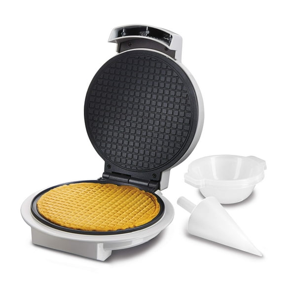 Proctor Silex Waffle cone and Ice cream Bowl Maker with Browning control, Shaper Roller and cup Press, 75A Nonstick Plates, White (26410)