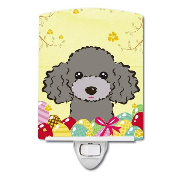 Silver Gray Poodle Easter Egg Hunt Ceramic Night Light