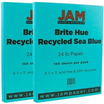 JAM Paper Solid Colors, 8 1/2 x 11, Sea Blue, 24lb, 2 packs of 100