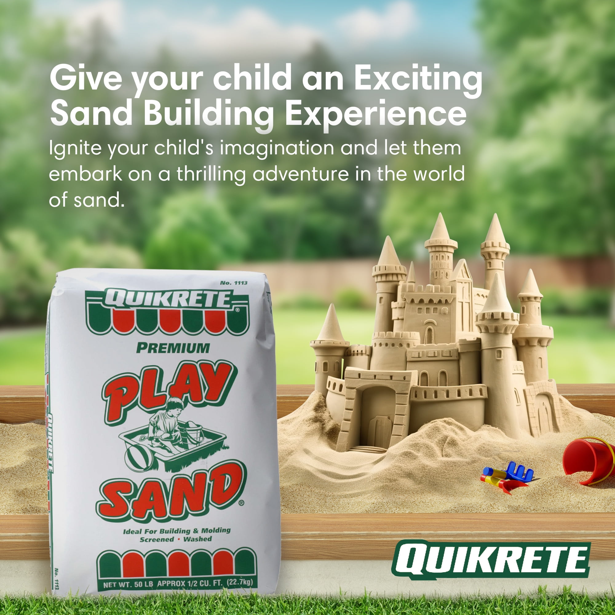 Quikrete 1113 Premium Play Grade Sand Toys Ideal for Building and Molding Screened Washed, 800 oz