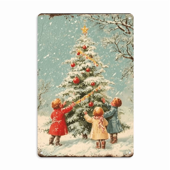 Christmas Metal Sign Christmas Tree Vintage Sign for Home Kitchen Garden Yard Indoor Office Decor 8x12 INCH, 2D Flat