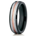 thumbnail image 2 of 6mm Brushed Silver Tungsten Carbide Wedding Ring Rose Gold Groove Black Inlay Unisex Band 10, 2 of 4