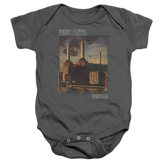 Pink Floyd Faded Animals Infant Baby Romper T-Shirt Charcoal