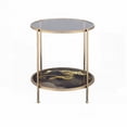 thumbnail image 4 of Fiorella Black Marble Print with Glass & Champagne Finish End Table for Living Rooms, 4 of 5