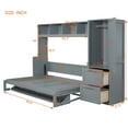 thumbnail image 4 of Queen Size Murphy Bed with Closet and Drawers, Wall Bed with Built-in Top Shelf, Can Be Folded Into A Cabinet, for Guest Room Small Room, Space Saving & No Box Spring Needed, Gray, 4 of 9