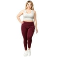 thumbnail image 4 of Women's High Waist Pocket Activewear Leggings, Burgundy, Full Length, 2XL, 4 of 5
