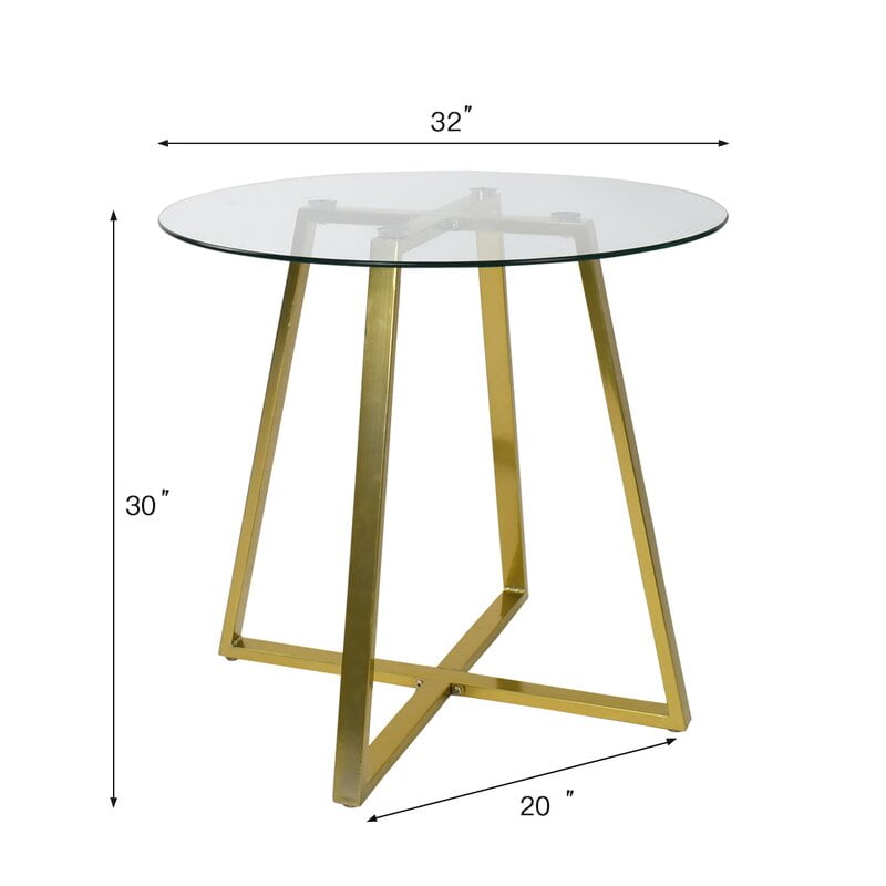 Buy PexFix Round Glass Dining Table, Gold Legs Online at Lowest Price