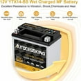 thumbnail image 2 of Autocessking YTX14-BS Sealed AGM 12V 14AH YTX14-BS Motorcycle Battery 200 CCA,ATV Powersport Vehical Battery High Performance Maintenance Free For Hondan Suzuki Kawasaki Yamaha scooter snowmobile., 2 of 7