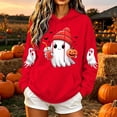 thumbnail image 2 of Cmtiyu Halloween Hoodies for Women, Baggy Ghosts Printing Long Sleeve Drawstring Pullover Sweatshirts, Casual Party Hoodies With Pocket, S-2XL, 2 of 7
