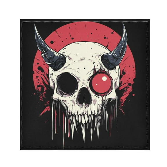 Satin Polyester Napkins - 20x20 InchSingle-Sided Printed Napkins, 1-Piece/4-Piece/6-Piece Set, DIY Personalized Table Setting,Skull with Two Eyes