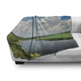 thumbnail image 3 of Nature Soft Flannel Fleece Throw Blanket, Clouds over Moving River Landscape with Meadows Grass Clear Sky Daytime, Cozy Plush for Indoor and Outdoor Use, 50" x 60", Green Blue White, by Ambesonne, 3 of 6