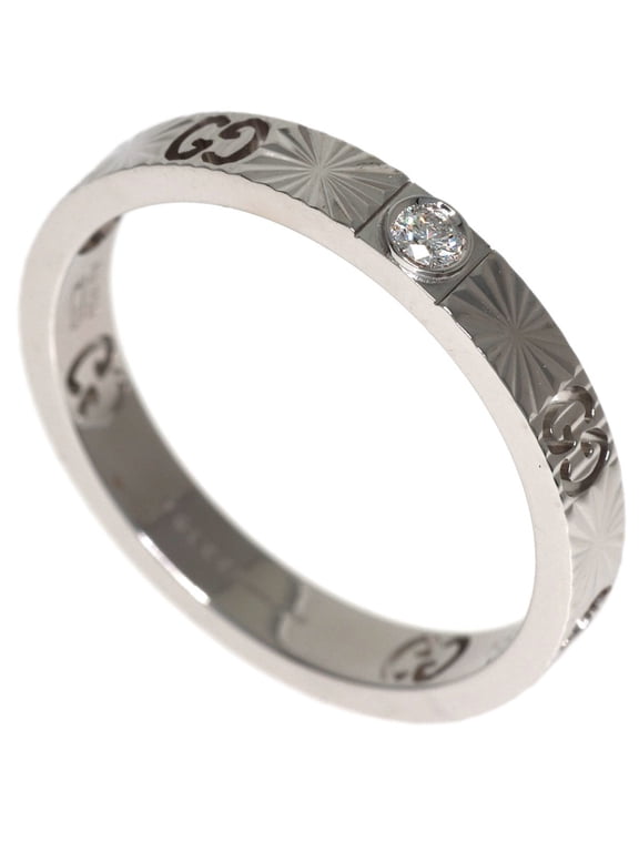 Pre-Owned Gucci Icon Heart Diamond Ring #15, 18K White Gold, Women's.
