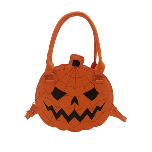 Halloween Pumpkin Crossbody Bag, Color-Block Mini Round Purse for Women, Festive Fall Shoulder Bag